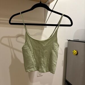 Urban Outfitters Pale Green Ribbed Scoop-Neck Cami
